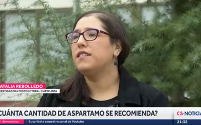 Natalia Rebolledo en CHV Noticias por recomendación de la OMS sobre aspartamo: hemos visto que en Chile no se pasa el límite