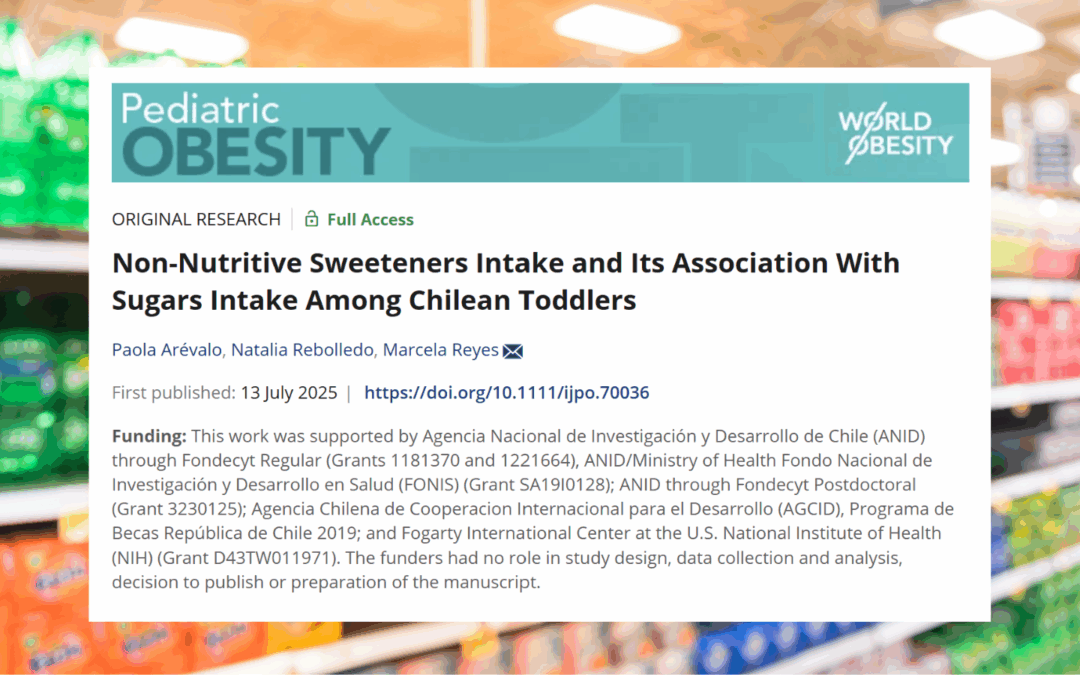 El 76% de niños y niñas de 3 años en Chile consume al menos un edulcorante no nutritivo y esto no se asocia con una menor ingesta de azúcares